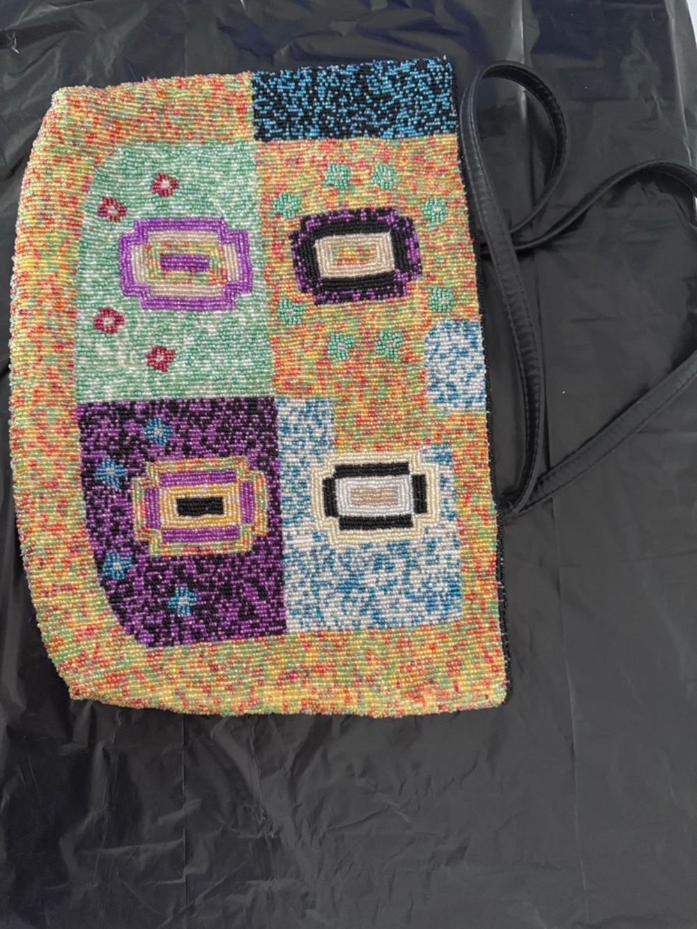 Christiana Multi Colored, Beaded Women's Purse - Bright Fuchsia Pink Interior